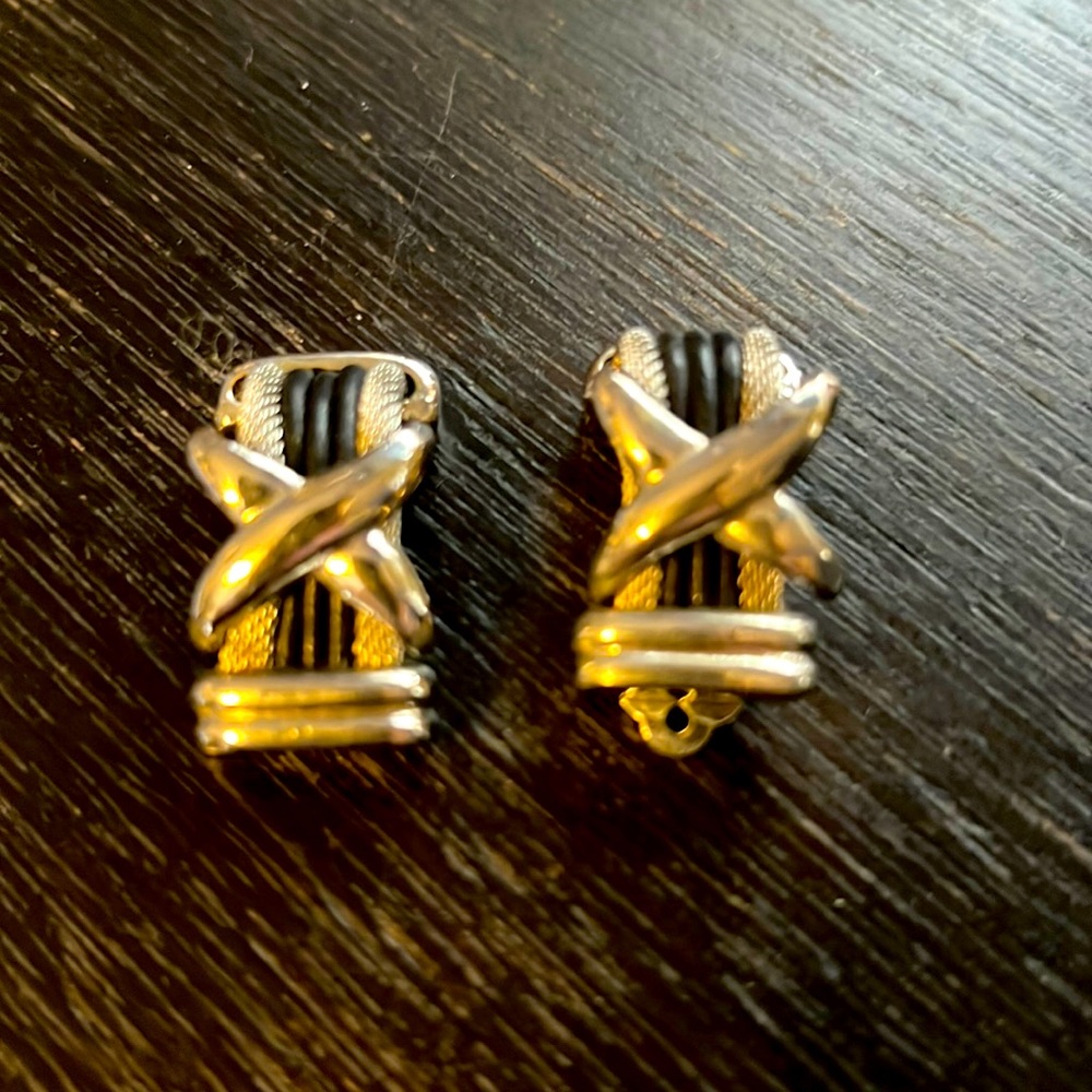 Vintage Ron Rizzo Mesh X Clip On Earrings